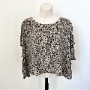 H&M boxy top‎ neutral pattern short sleeve blouse flowy shirt Size XS